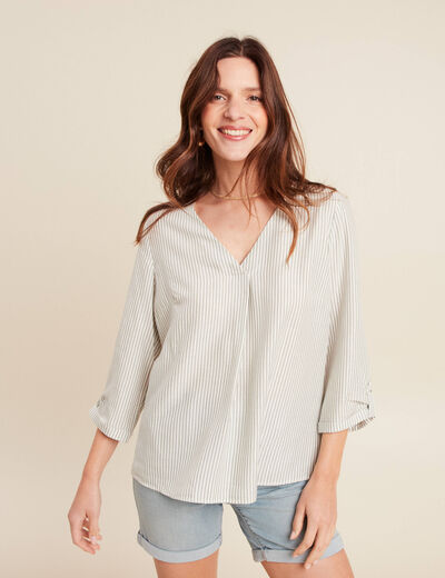 blouse fluide manches 3/4 vert femme