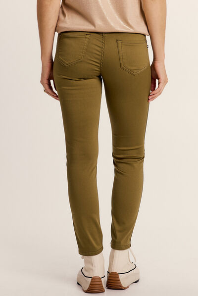 Pantalon enduit réversible couleur bronze femme