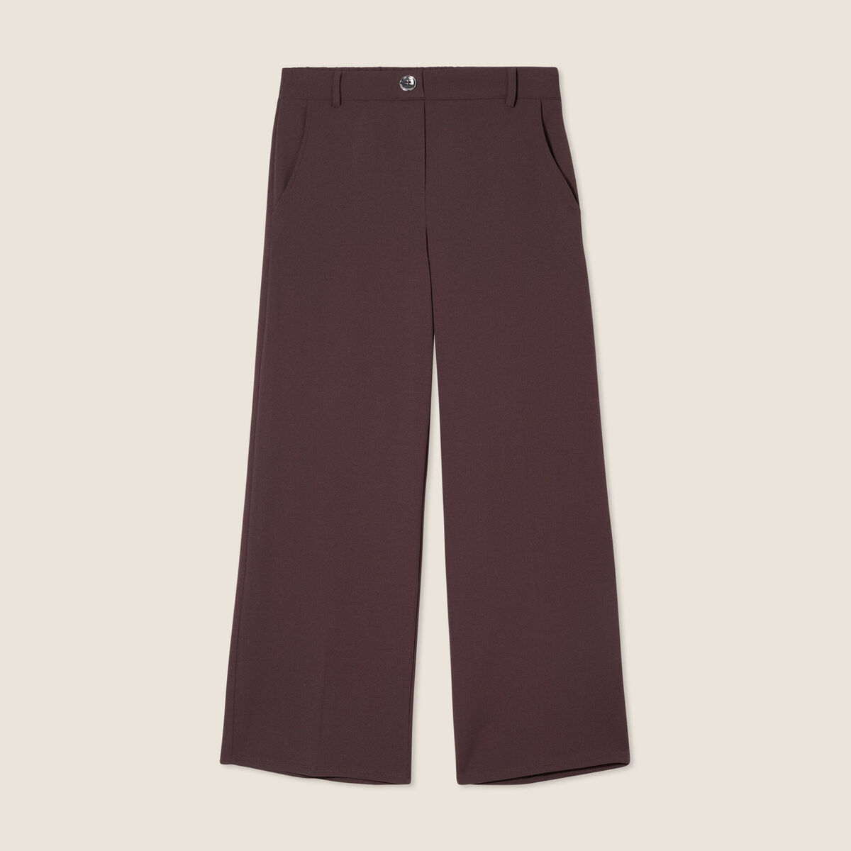 Pantalon large pinces marron femme