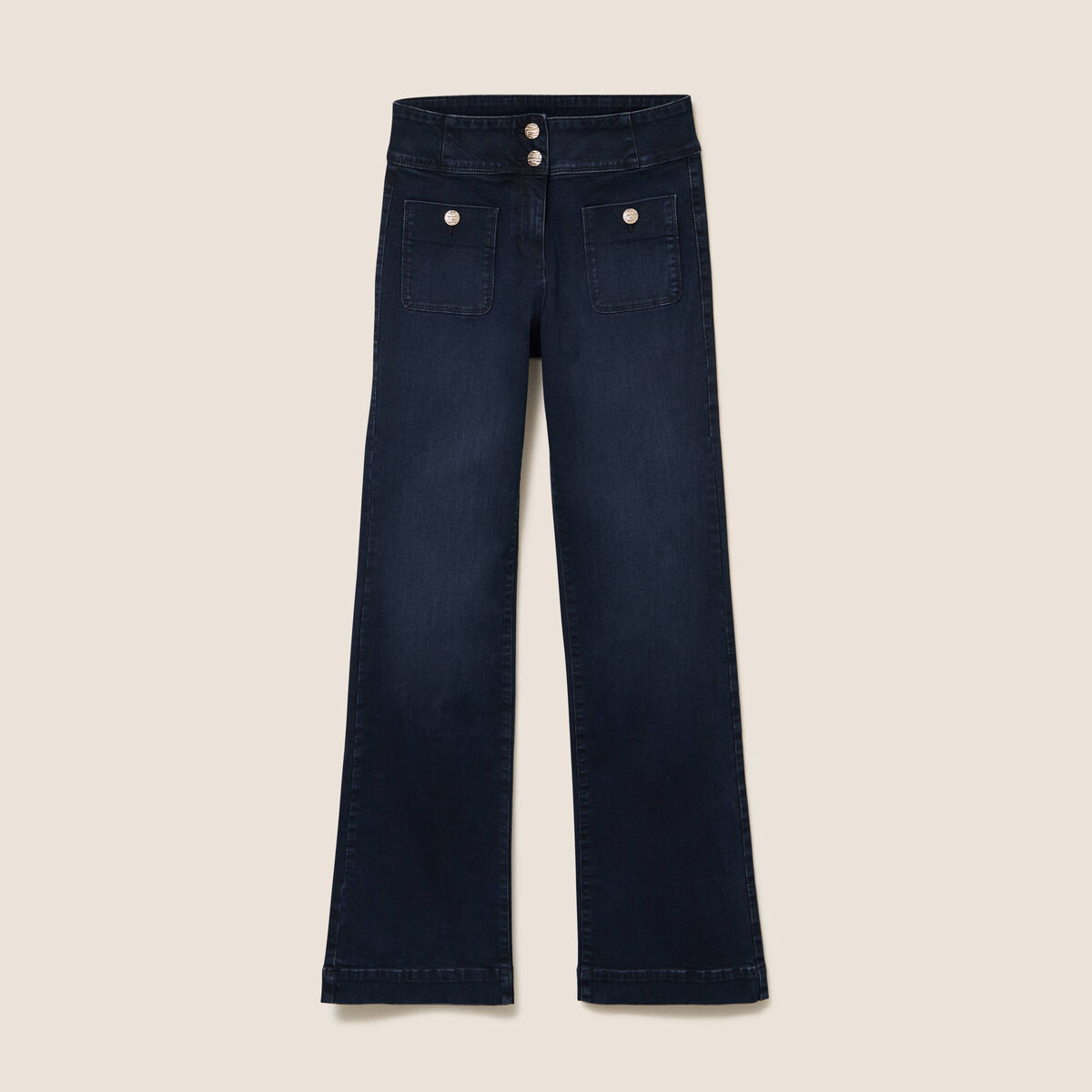 Jean coupe bootcut taille haute denim blue black femme