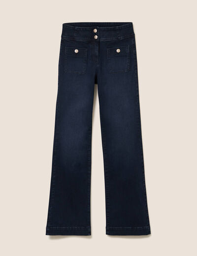 Jean coupe bootcut taille haute denim blue black femme