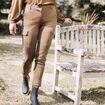 Pantalon ajusté satin 7/8ème vert olive femme