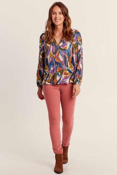 Jean magique ajusté taille standard rose femme