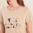 T-shirt sequins manches courtes sable femme