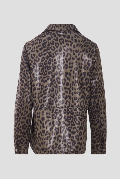 Veste surchemise droite vert kaki femme