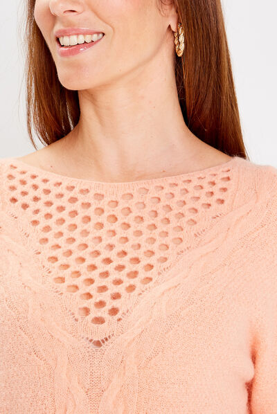 Pull manches longues rose clair femme