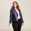 Veste esprit motard zippée bleu foncé femme