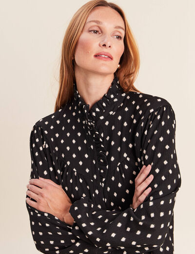 Blouse droite manches longues noir femme