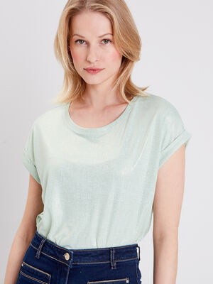 T shirt manches courtes vert clair femme