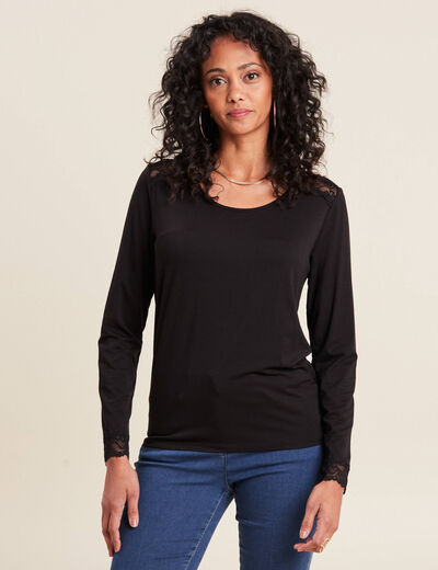 T-shirt thermo-douceur manches longues noir femme