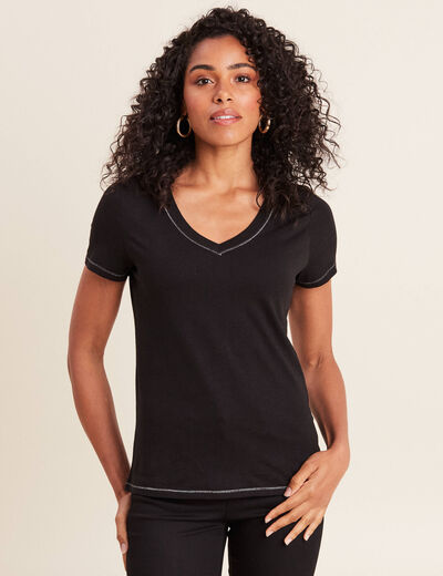 T-shirt manches courtes noir femme