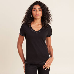 t shirt manches courtes noir femme T-shirt manches courtes noir femme