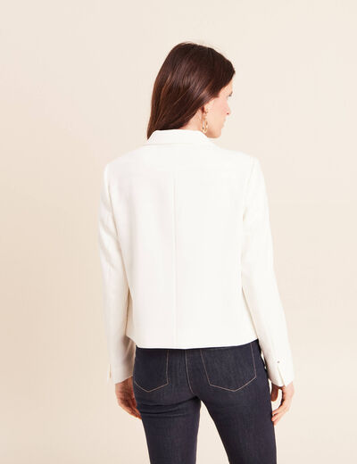 Veste droite courte &agrave; manches longues ecru femme