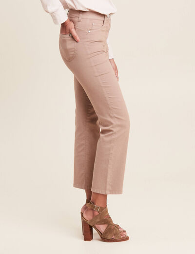 Pantalon droit taille haute 7/8ème taupe femme
