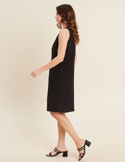 Robe fluide manches courtes noir femme