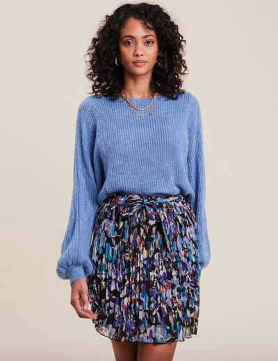 Pull manches longues bleu femme