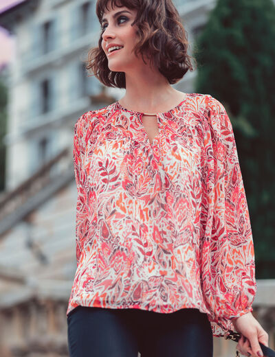 Blouse manches longues rose fushia femme