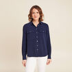 Chemise manches longues bleu marine femme