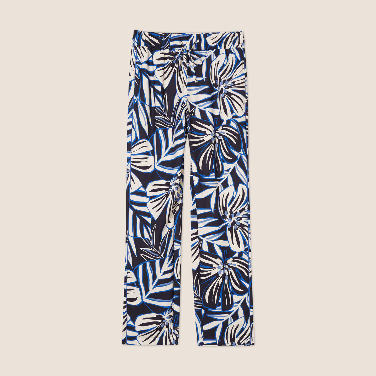 Pantalon carotte fluide 7/8ème bleu femme