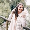 Doudoune déperlante longue à capuche beige femme