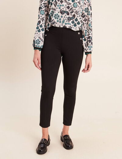 Legging 7/8&egrave;me taille bascul&eacute;e en maille noir femme