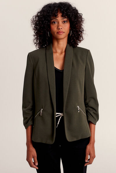 Veste esprit tailleur ajustée vert foncé femme