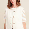 Gilet sans manches sans col ecru femme