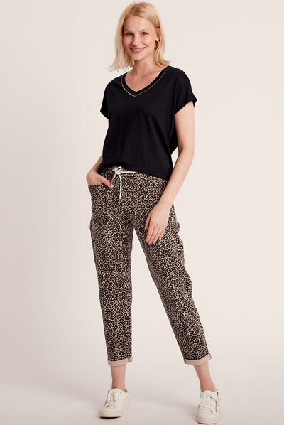 Pantalon flou 7/8ème noir femme