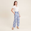 Pantalon ample taille haute bleu femme