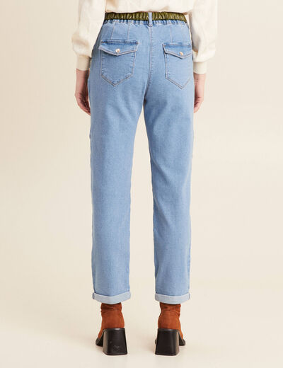 Jean cargo ceinturé denim double stone femme