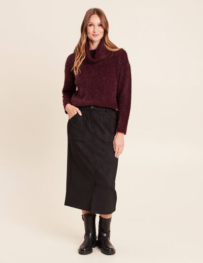 Pull manches longues bordeaux femme