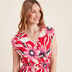 Robe midi évasée fluide rouge femme
