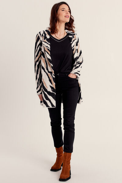 Gilet manches longues noir femme