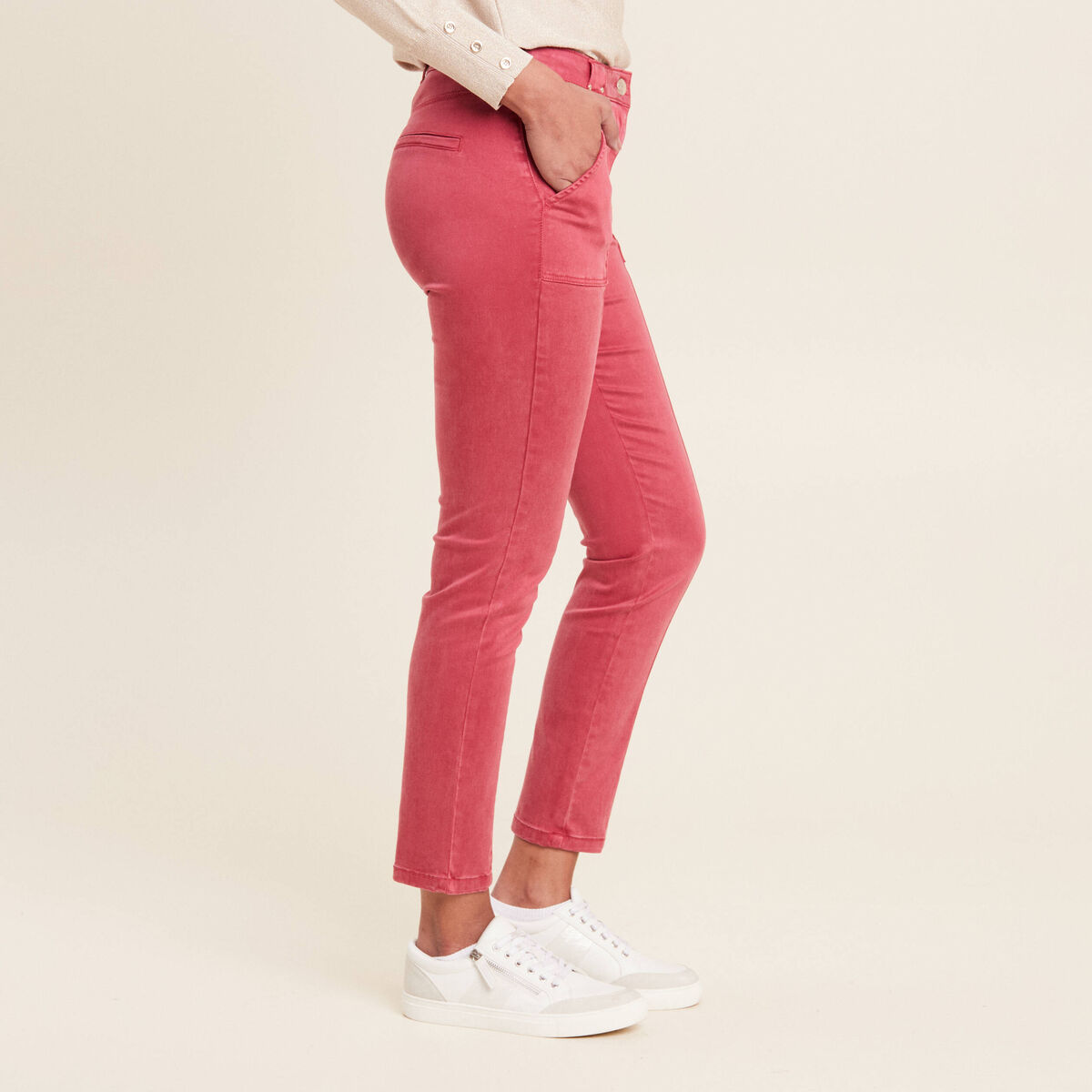 Pantalon ajusté rouge foncé femme