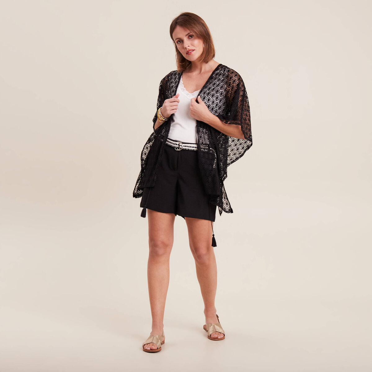 Short fluide taille basse noir femme