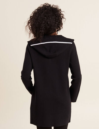 Gilet long à capuche noir femme
