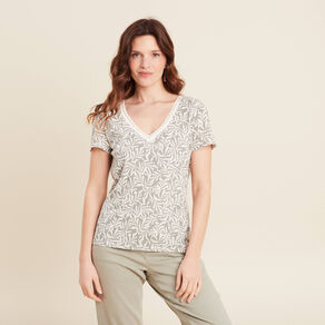 T-shirt manches courtes vert kaki femme