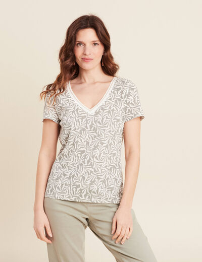 T-shirt manches courtes vert kaki femme