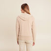 Gilet droit mi-long &agrave; capuche creme femme