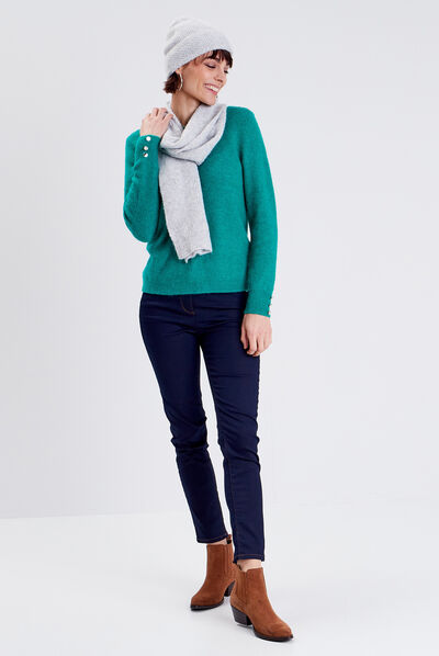 Pull manches longues vert menthe femme