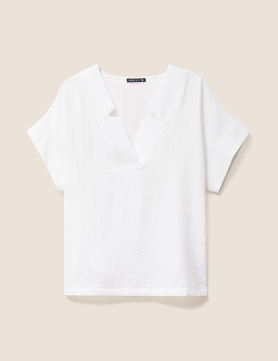 Blouse fluide manches courtes ecru femme