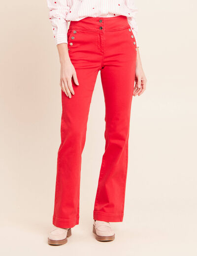 Pantalon fluide 7/8ème en crêpe rouge femme