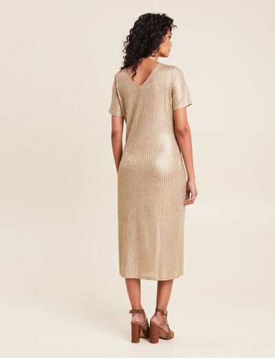 Robe ajustée métallisée couleur or femme