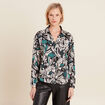 Chemise manches longues satin vert fonc&eacute; femme