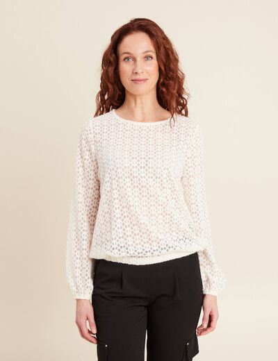 Blouse manches longues ecru femme