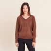 Pull manches longues marron femme