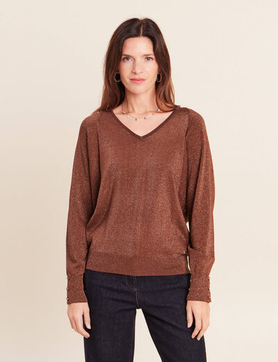 Pull manches longues marron femme