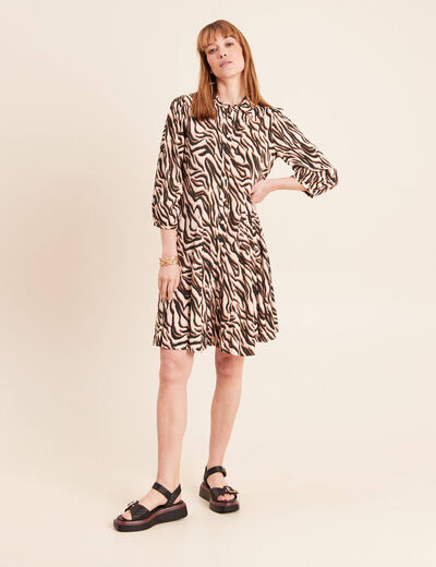 Robe courte &eacute;vas&eacute;e col chemise noir femme