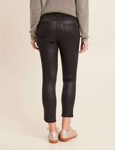 Pantalon ajusté enduit noir femme
