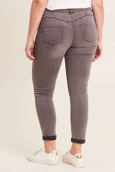 Pantalon ajusté 7/8ème gris femme